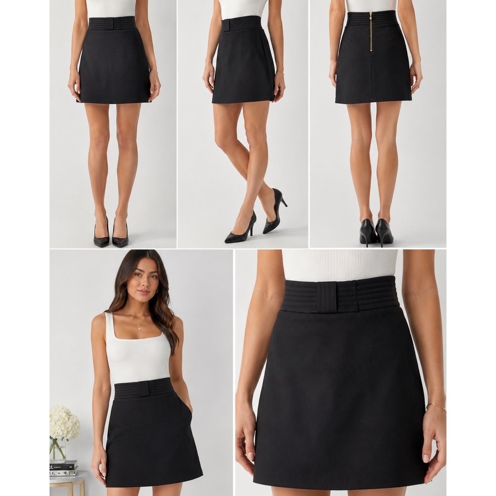 Kate Spade Skirt The Rules Black A-Line Skirt Gold Zip Silk Lined Size 2 XS